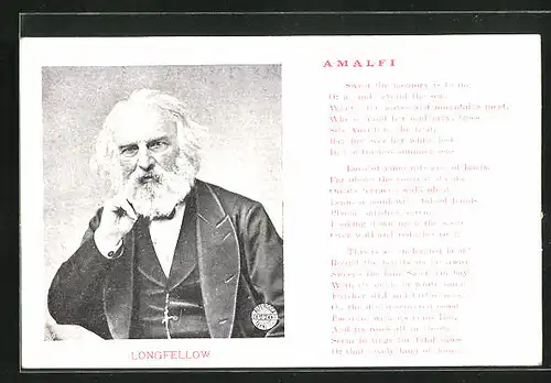 AK Porträt vom Schriftsteller Henry Wadsworth Longfellow mit Amalfi