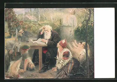Künstler-AK Tolstoj und die Leiden seines Volkes