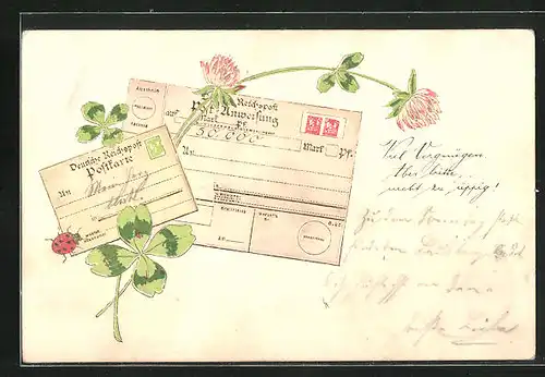 Präge-AK Telegramm der Deutschen Reichspost mit Kleepflanze