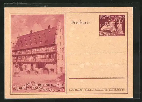 AK Hanau a.M., Deutsches Goldschmiedehaus, Ganzsache