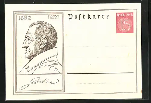 AK Porträt von Goethe (1832-1932), Ganzsache