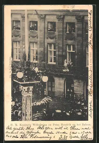 AK Königin Wilhelmina von den Niederlanden und Prinz Hendrik auf dem Balkon
