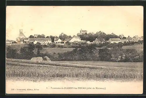 AK Blandy-les-Tours, Ortsansicht aus der Ferne