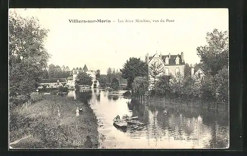 AK Villiers-sur-Morin, Les deux Moulins, vus du Pont