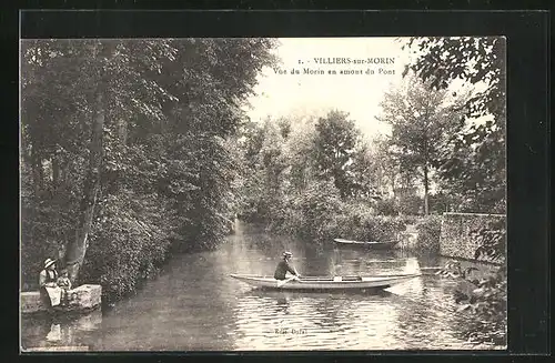 AK Villiers-sur-Morin, Vue du Morin en amont du Pont