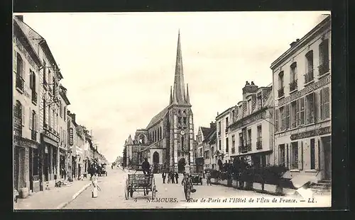 AK Nemours, Rue de Paris et l`Hotel de l`Ècu de France