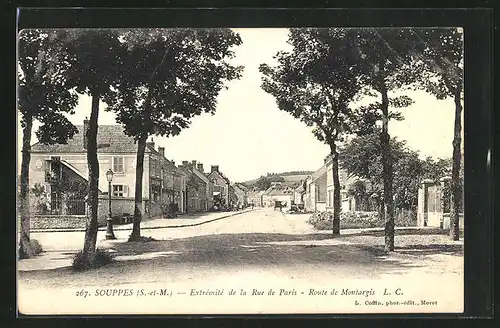 AK Souppes, Extrèmitè de la Rue de Paris -Route de Montargis