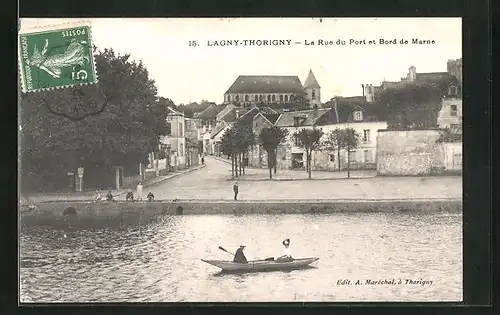AK Lagny-Thorigny, La Rue du Port et Bord de Marne