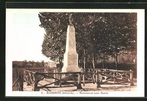 AK Mazéres, Monument aux Morts