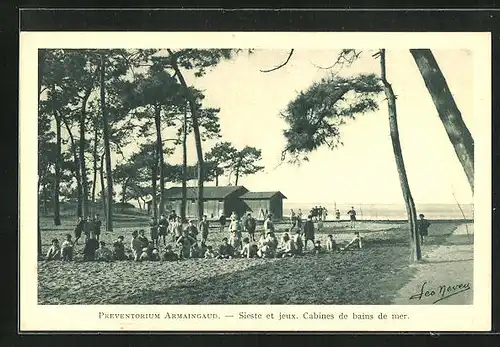 AK Preventorium Armaingaud, Sieste et jeux. Cabines de bains de mer