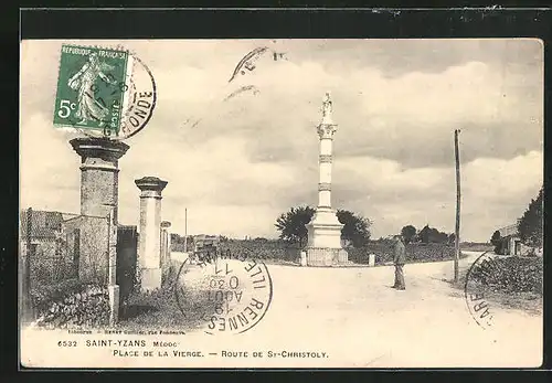AK Saint-Yzans, Place de la Viergee, Route de St-Christoly
