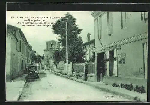 AK Saint-Gervais, La Rue principale, Au fond l`Eglise