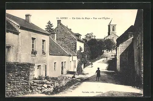 AK Givry, Un Coin du Pays, Vue sur l`Église