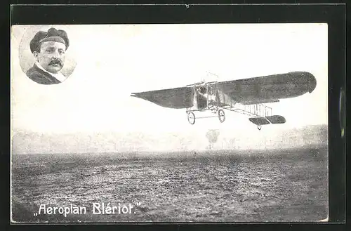 AK Flugzeug, Aeroplan Bleriot, Fliegerportrait