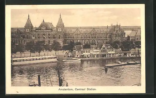 AK Amsterdam, Uferanlagen vor dem Hauptbahnhof