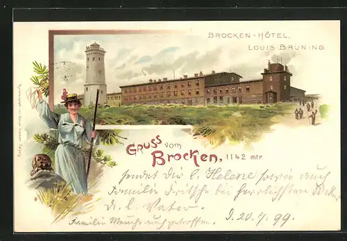 Lithographie Brocken, Hotel von Louis Brünnig