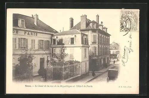 AK Sens, Le Haut de la Rue de la République et l`Hôtel de Paris