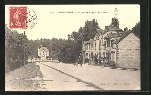 AK Migennes, Mairie et Avenue de Cheny