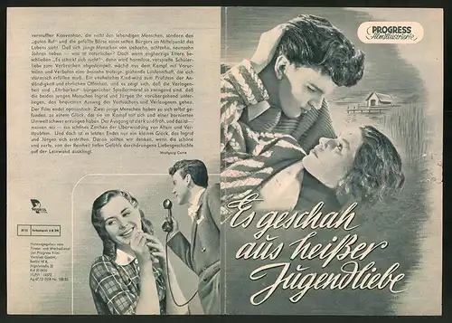 Filmprogramm PFI Nr. 50 /53, Es geschah aus heisser Jugendliebe, May-Britt Nilsson, Folke Sundquist, Regie: Arne Mattson