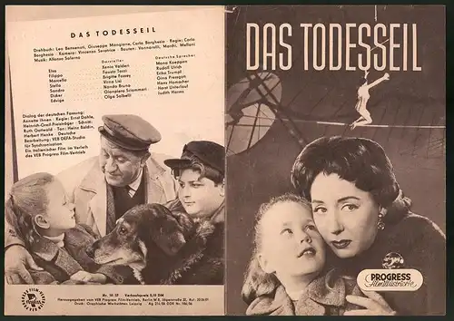 Filmprogramm PFI Nr. 18 /57, Das Todesseil, Xenia Valderi, Fausto Tozzi, Regie: Carlo Borghesio