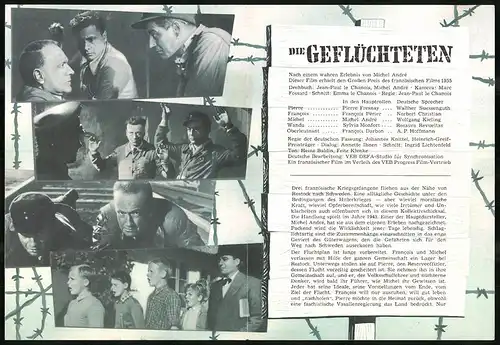 Filmprogramm PFI Nr. 39 /56, Die Geflüchteten, Pierre Fresnay, Francois Périer, Regie: Jean-Paul Le Chanois