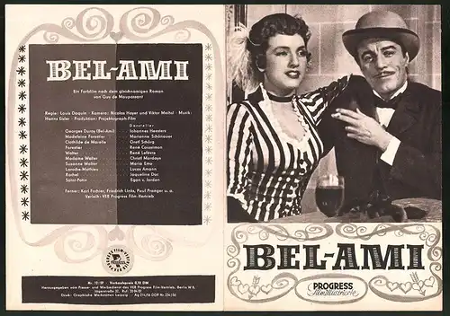 Filmprogramm PFI Nr. 12 /57, Bel-Ami, Johannes Heesters, Marianne Schönauer, Regie: Louis Daquin