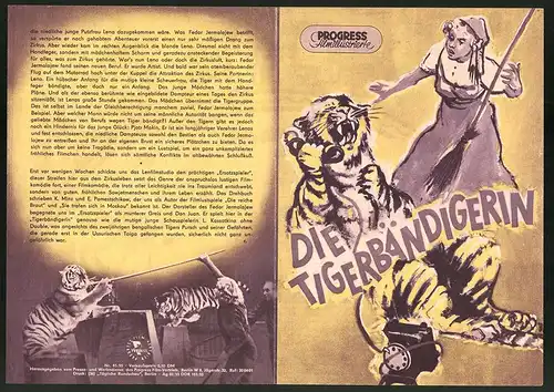 Filmprogramm PFI Nr. 85 /55, Die Tigerbändigerin, L. Kassatkina, P. Kadotschnikow, Regie: I. Gindin