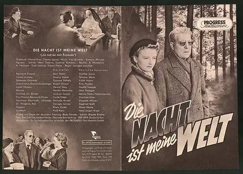 Filmprogramm PFI Nr. 58 /53, Die Nacht ist meine Welt, Jean Gabin, Simone Valere, Regie: Georges Lacombe