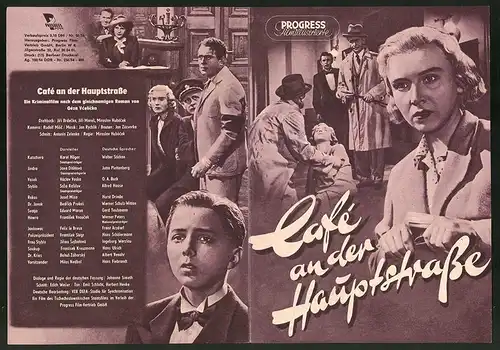 Filmprogramm PFI Nr. 50 /54, Café an der Hauptstrasse, Karel Höger, Jana Ditetova, Regie: Miroslav Hubacek