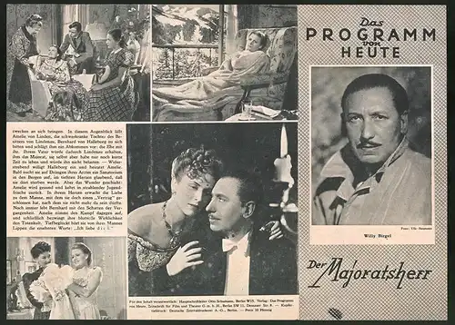 Filmprogramm PH, Der Majoratsherr, Willy Birgel, Anneliese Uhlig, Regie: Hans Deppe