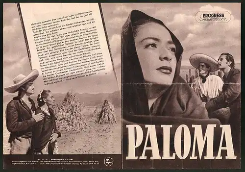 Filmprogramm PFI Nr. 52 /55, Paloma, Columba Dominguez, Roberto Canedo, Regie: Emilio Fernandez