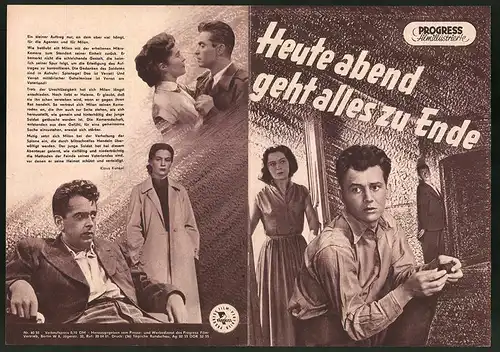 Filmprogramm PFI Nr. 60 /55, Heute abend geht alles zu Ende, Eva Kubesova, Josef Vinklar, Regie: Vojtech Jasny