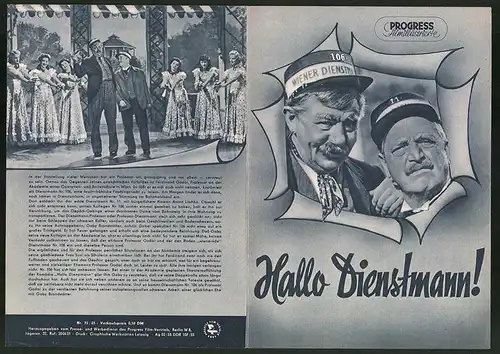 Filmprogramm PFI Nr. 75 /55, Hallo Dienstmann!, Paul Hörbiger, Hans Moser, Regie: Franz Antel