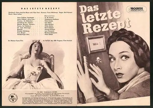 Filmprogramm PFI Nr. 50 /56, Das letzte Rezept, O. W. Fischer, Heidemarie Hatheyer, Regie: Rolf Hansen