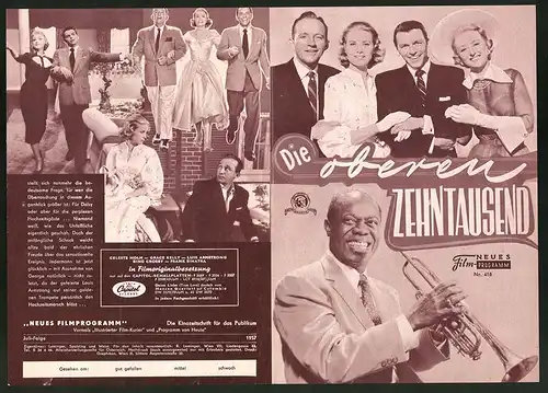 Filmprogramm DNF Nr. 418, Die oberen Zehntausend, Bing Crosby, Frank Sinatra, Louis Armstrong, Regie: Charles Walters
