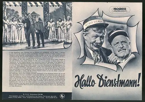 Filmprogramm PFI Nr. 75 /55, Hallo Dienstmann!, Paul Hörbiger, Hans Moser, Regie: Franz Antel