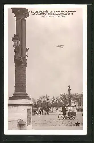 AK Aéroplane Tellier au dessus de la Place de la Concorde, Flugzeug