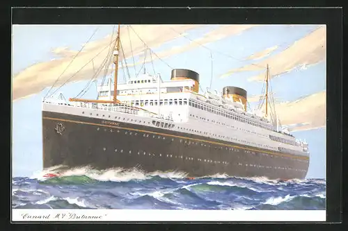 AK Passagierschiff Cunard M. V. Britannic bei voller Fahrt