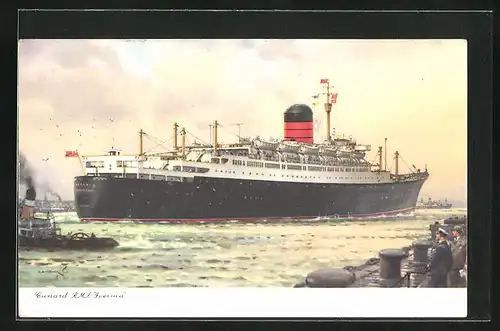 AK Passagierschiff Cunard R.M.S. Ivernia mit Anlegestelle