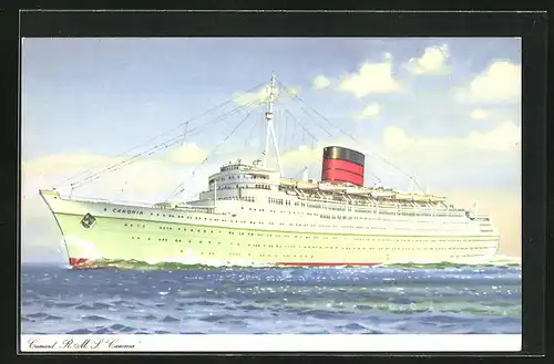 AK Passagierschiff Cunard R.M.S. Caronia bei der Überfahrt