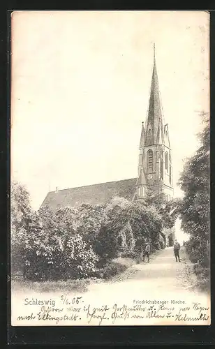 AK Schleswig, Friedrichsberger Kirche im Sonnenschein