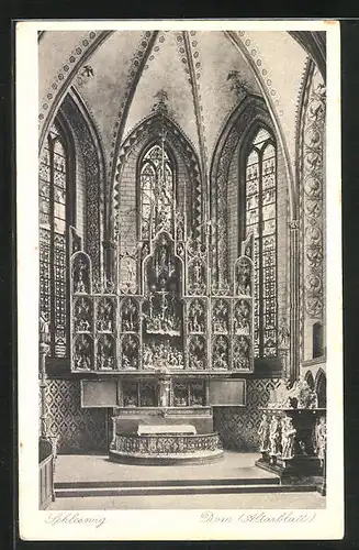 AK Schleswig, Blick auf den das Altarblatt im Dom