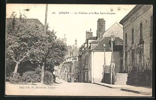 AK Joigny, Le Théatre et la Rue Saint-Jacques