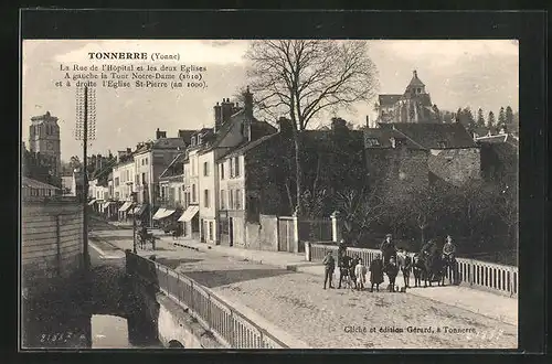 AK Tonnerre, La Rue de l`Hopital et les deux Eglises