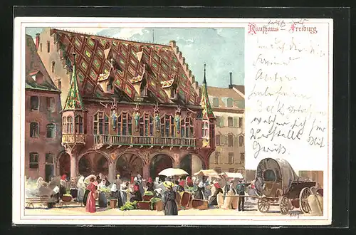 Künstler-AK Heinrich Kley: Freiburg, Markttag vor dem Kaufhaus