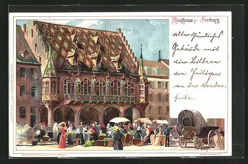 Künstler-AK Heinrich Kley: Freiburg, Markttag vor dem Kaufhaus