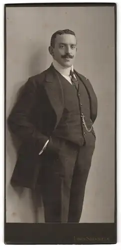 Fotografie Louis Schindhelm, Ebersbach i / S., Portrait stattlicher Herr im Anzug mit Krawatte