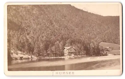 Fotografie F. Grainer, Reichenhall, Ansicht Thumsee, Gebäude am Seeufer