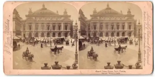 Stereo-Fotografie Underwood & Underwood, New York, Ansicht Paris, Strassenverkehr am Opernhaus