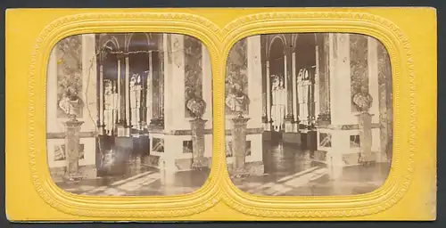 Stereo-Fotografie Fotograf unbekannt, Ansicht Versailles, Salon mit Büsten, Halt gegen das Licht